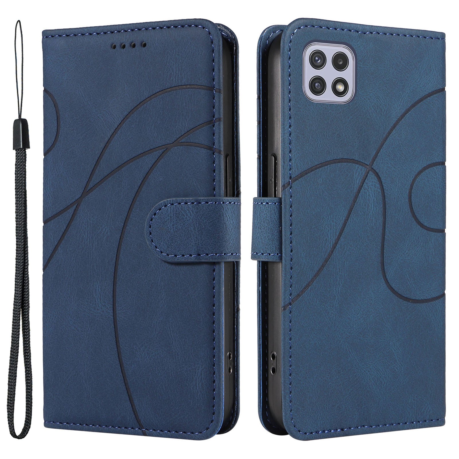 For Samsung Galaxy A22 5G (EU Version) A22S PU Leather Phone Case Imprinted Line Wallet Stand Shell For Samsung Galaxy A22 5G (EU Version) A22S PU Leather Phone Case Imprinted Line Wallet Stand Shell